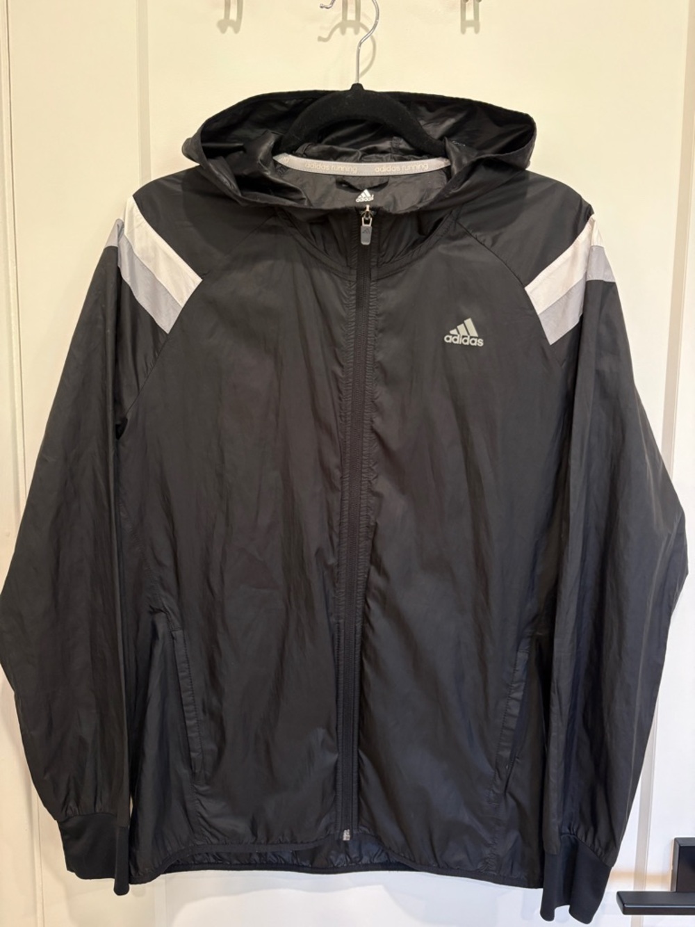 adidas Black Hooded Windbreaker Jacket